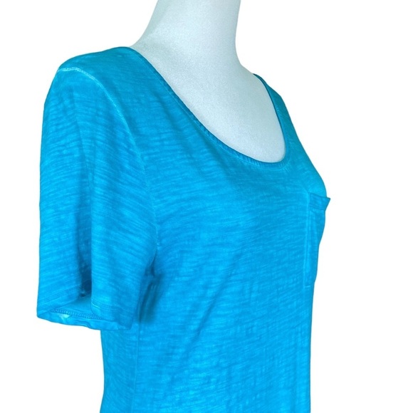 Chico’s Maxi Slub Pocket T-shirt Dress Pigment Dye Blue/Teal (Size 0/XS) - Picture 3 of 14